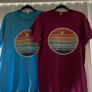 Inspirational adult custom T-Shirts - Blue and Pink